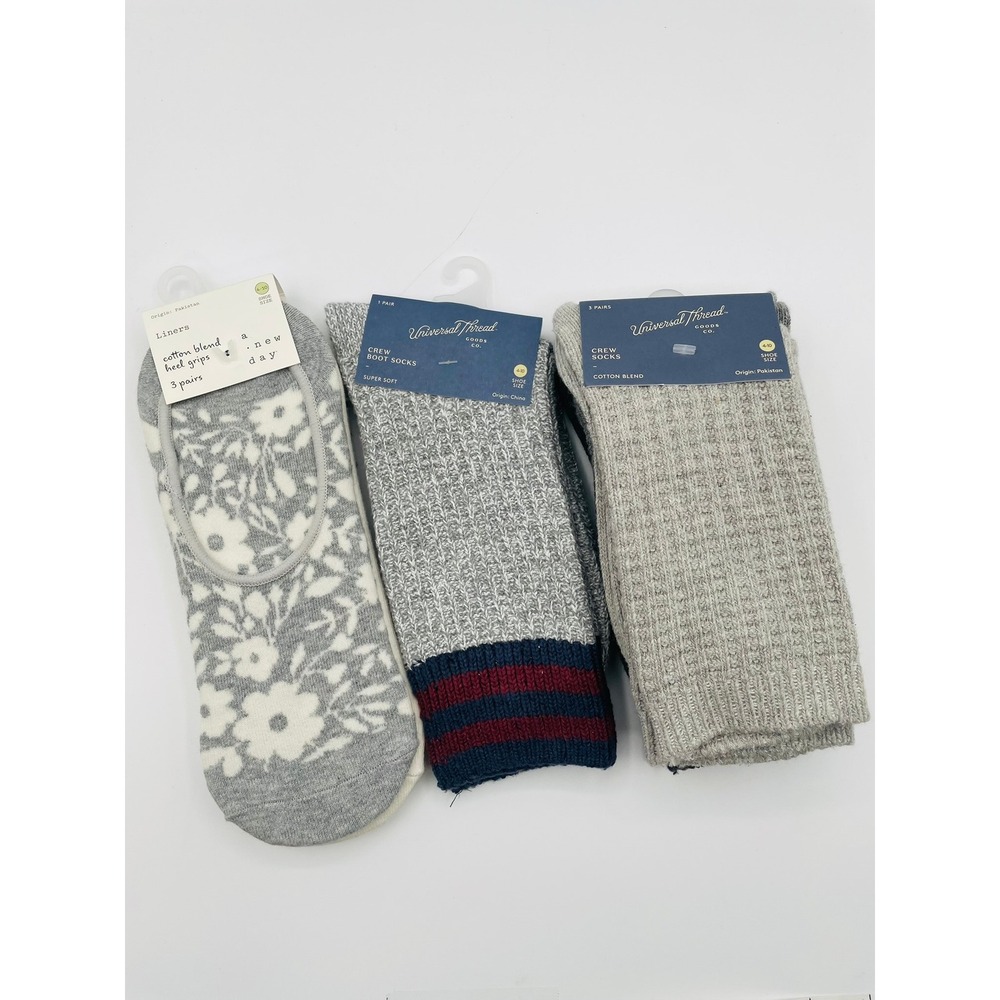 NWT Womens 4-10 Universal Threads Sock Bundle 7 Pairs Crew Boot Liners No Show‎